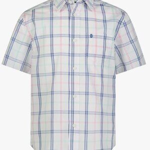 IZOD Boys' Short Sleeve Button-Down Plaid Dress Shirt